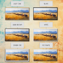 Load image into Gallery viewer, Cowboys Framed Canvas Print Western Country Horse Ride Scenic Art Large Landscape Wall Decor Ideal Holiday and Ranch Home Gift
