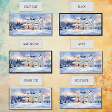 Load image into Gallery viewer, Cozy Winter House with Snowy Landscape, Christmas Decor, Framed Canvas Print, Farmhouse Christmas Decor, Seasonal Wall Art, Gift Idea
