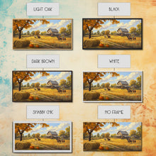 Carregar imagem no visualizador da galeria, Autumn Ranch Framed Canvas Print Pumpkin Patch Rustic Art Country Home Decor Large Fall Wall Art Farmhouse Style Thanksgiving Decor
