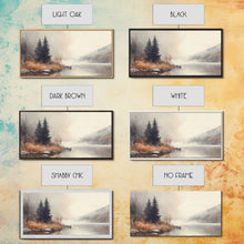 Load image into Gallery viewer, Fall On The River, Framed Canvas Print, Beautiful Watercolor Painting Of an Autumn Landscape, Ready To Hang Seasonal Decor
