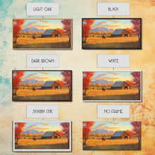 Carregar imagem no visualizador da galeria, Autumn Cowboy Farm Framed Canvas Print, Cozy Fall Farmhouse Wall Art, Country Western Landscape Decor, Best Gift Seasonal Wall Art
