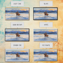 Load image into Gallery viewer, Cowboy In Golden Light Framed Canvas Print Tall Art Autumn Country Landscape Fall Decor Rustic Western Wall Art Farmhouse Decor Gift
