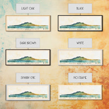 Load image into Gallery viewer, Auckland Island, New Zealand Watercolor Print, Vacation Gift, New Zealand Wall Art, Beach Painting, Beach Decor, Large Wall Art, Wood Frame Art
