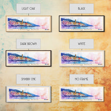 Carregar imagem no visualizador da galeria, Camogli Beach, Italy Watercolor Beach Print, Vacation Gift, Italy Wall Art, Framed Canvas Print, Framed Beach Painting
