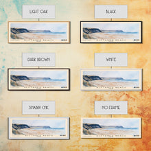 Load image into Gallery viewer, Álftanes Beach, Iceland Watercolor Print, Vacation Gift, Iceland Wall Art, Beach Painting, Beach Decor, Large Wall Art, Wood Frame Art
