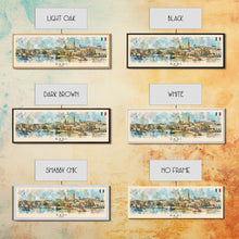 Load image into Gallery viewer, Bari Italy Panoramic Travel Poster, Framed Canvas Print or Metal Wall Art, Travel Art, Home Decor, Panoramic Painting, Midcentury Art
