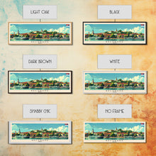 Cargar imagen en el visor de la galería, Belgrade Serbia Panoramic Travel Poster, Framed Canvas Print or Metal Wall Art, Travel Art, Home Decor, Panoramic Painting, Midcentury Art
