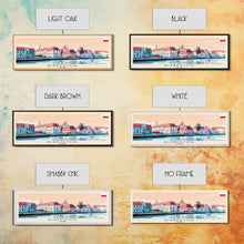 Cargar imagen en el visor de la galería, Bialystok Poland Panoramic Travel Poster, Framed Canvas Print or Metal Wall Art, Travel Art, Home Decor, Panoramic Painting, Midcentury Art
