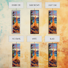 Load image into Gallery viewer, Abstract Canvas Painting of Campfire on Beach, Beachy Wall Art, Tall and Narrow Vertical Wall Art, Canvas Painting Printed and Framed
