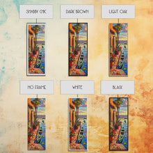 Cargar imagen en el visor de la galería, Long Narrow Vertical Wall Art Print of Beachside Landscape, Sunset Wall Art Print, Nautical Wall Art Framed on Canvas, Colorful Beach Art
