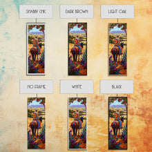 Load image into Gallery viewer, Long Narrow Wall Art Painting of Jalisco Cowboy, Southwest Wall Art Painting, Colorful Desert Canvas Painting Framed and Printed, Office Art
