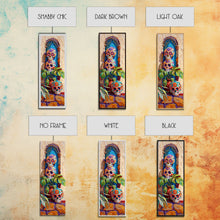 Load image into Gallery viewer, Day of The Dead Inspired Mexican Canvas Painting Framed, Long Narrow Wall Art Print, Spanish Style Home Decor, Contemporary Art Print
