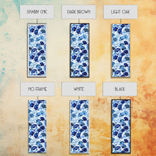 Load image into Gallery viewer, Blue and White Floral Pattern on White Background - Framed Canvas Print, Boho Art, Skinny Art, Tall Art, Midcentury Modern Art, Bedroom Wall Decor
