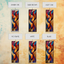 Load image into Gallery viewer, Colorful Abstract Design in Swirling Patterns - Framed Canvas Print, Midcentury Modern Art, Skinny Art, Tall Art, Living Room Wall Decor, Boho Art
