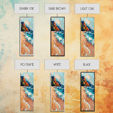 Load image into Gallery viewer, Coastal Tree Branches Overlooking Ocean Waves at Sunset, Modern Framed Canvas Print, Perfect for Seascape and Beach Wall Art Lovers
