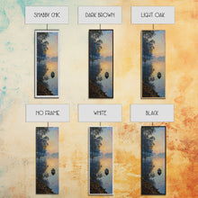 Carregar imagem no visualizador da galeria, Calm River Reflection with a Lone Boat, Skinny and Tall Art, Serene Landscape Framed Canvas Print, Tranquil Wall Art
