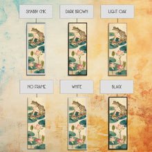 Load image into Gallery viewer, Frogs On Lily Pads Canvas In Japanese Ukiyo-e Style, Traditional Woodblock Print, Framed Canvas Print, Tall Skinny Japanese Wall Art, Ready To Hang
