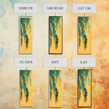 Load image into Gallery viewer, Japanese Skinny Art of Wisteria Hanging Over a Golden Background – Framed Canvas Print
