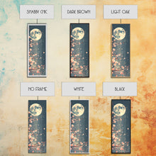 Carregar imagem no visualizador da galeria, Full Moon with Cherry Blossom Ukiyo-e Art, Framed Canvas Print Perfect for Skinny and Tall Spaces, Japanese Style Art
