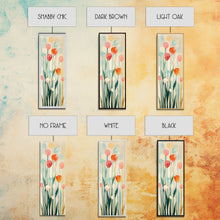 Carregar imagem no visualizador da galeria, Abstract Tulips, Pastel Colors, Japanese Art, Skinny Art, Tall Art, Framed Canvas Print, Ukiyo-e Style
