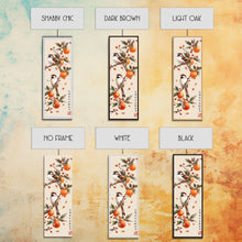 Load image into Gallery viewer, Skinny Art Tall Art Framed Canvas Print Wood Block Print Of Elegant Bird Perched On Branch Amidst Orange Fruits Ukiyo-e Japanese Style Art
