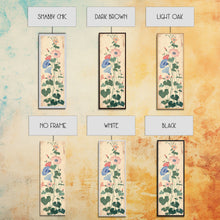 Load image into Gallery viewer, Skinny Art Tall Art Framed Canvas Print Stylized Morning Glory Blossoms In Subtle Pastel Hues Ukiyo-e Japanese Style Art Wood Block Print

