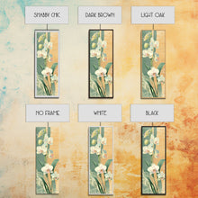 Load image into Gallery viewer, Skinny Art Tall Art Framed Canvas Print Orchids In Delicate Tones With Subtle Background Elements Ukiyo-e Japanese Style Art Wood Block Print
