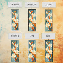 Load image into Gallery viewer, Light Cream Magnolia Blooms On Abstract Background Skinny Art Tall Art Framed Canvas Print Japanese Style Art Ukiyo-e Art Wood Block Print Delicate Decorative
