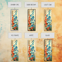Load image into Gallery viewer, Delphinium Flowers Japanese Garden Art In Traditional Ukiyo-e Style Framed Canvas Print Tall Skinny Wood Block Floral Wall Decor
