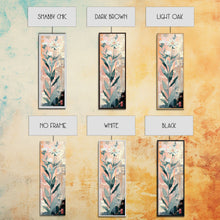 Load image into Gallery viewer, Tall Stemmed Wildflowers Abstract Background Japanese Style Tall Skinny Framed Canvas Print Wall Art
