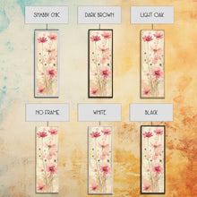 Load image into Gallery viewer, Delicate Pink Flowers with Tall Stems on a Subtle Beige Background Ukiyo-e Art Japanese Framed Canvas Print Skinny Tall Art

