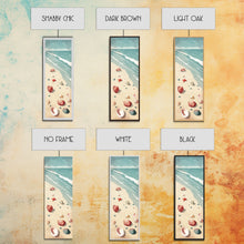 Load image into Gallery viewer, Japanese Style Art Featuring A Serene Beach Scene With Seashells And Gentle Waves, Skinny Art, Tall Art, Ukiyo-e Art, Framed Canvas Print, Wood Block Print
