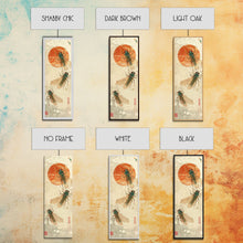 Load image into Gallery viewer, Detailed Depiction Of Cicadas Against Warm Sunset Background Ukiyo-e Skinny Tall Wood Block Framed Canvas Print Japanese Style Art
