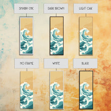 Load image into Gallery viewer, Majestic Ocean Wave In A Minimalist Style – Framed Canvas Print With Skinny Art And Tall Art Featuring Ukiyo-E Art And Japanese Style Art

