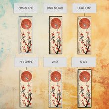 Load image into Gallery viewer, Delicate Birds Perched On Blooming Branch With Red Sun For Traditional Japanese Wall Art Decor Ukiyo-e Style Framed Canvas Print
