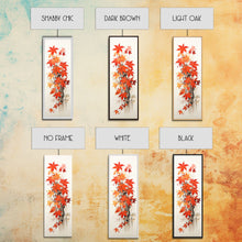 Carregar imagem no visualizador da galeria, Brilliant Red Leaves On A Twisted Tree, Framed Canvas Print In Skinny Tall Style, Ideal For Feng Shui Wall Art In Japanese Style Art
