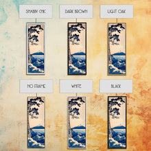 Load image into Gallery viewer, Skinny Art Tall Art Framed Canvas Print Japanese Style Art Blue Pine Tree Mount Fuji Wood Block Print Ukiyo-e Feng Shui Wall Art
