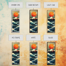 Load image into Gallery viewer, Skinny Art Tall Art Framed Canvas Print Japanese Style Art Mount Fuji Sunset Wood Block Print Ukiyo-e Feng Shui Wall Art
