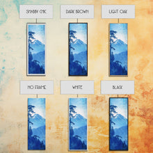 Load image into Gallery viewer, Skinny Art Tall Art Framed Canvas Print Japanese Style Art Blue Mount Fuji Forest Wood Block Print Ukiyo-e Feng Shui Wall Art
