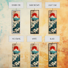 Load image into Gallery viewer, Skinny Art Tall Art Framed Canvas Print Japanese Style Art Retro Red Sun Mount Fuji Wood Block Print Ukiyo-e Feng Shui Wall Art
