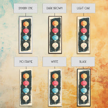 Load image into Gallery viewer, Colorful Lanterns Hanging in a Vertical Row with Abstract Background - Skinny Art, Japanese Wall Decor, Framed Canvas Print, Ukiyo-e Style
