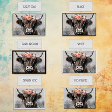 Carregar imagem no visualizador da galeria, Framed Wall Art Texas Cattle, Wood Framed Canvas Print, Farmhouse Decor, Minimalist Rustic Farmhouse Painting, Vacation Home Decor, Western
