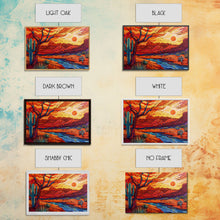 Load image into Gallery viewer, Midcentury Modern Pop Art Desert Landscape Painting Canvas Print, Framed Wall Art, Southwestern Decor, Home Decor Wall Art, Country Decor
