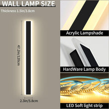 Load image into Gallery viewer, Daoseolo Outdoor Wall Sconces 47Inch, Modern Wall Lamp with Warm Lights, Frosted Acrylic Panel with Light Transmittance Greater Than 95%, IP65 Waterproof Minimalist Porch Wall Fixture for Garage
