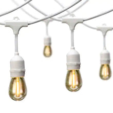 Load image into Gallery viewer, 48FT Outdoor LED String Lights Plug-In - 24 Shatter Resistant and Waterproof Bulbs - Commercial Grade - UL Listed Heavy Duty Wire
