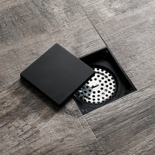 Load image into Gallery viewer, Matte Black brass floor drain 4x4inch
