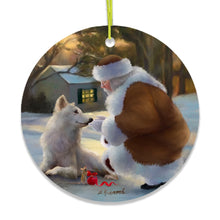 Carregar imagem no visualizador da galeria, It's Almost Christmas Santa Wolf and Curious Mouse Ornament
