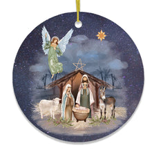 Load image into Gallery viewer, Jesus and Mary Nativity Night Art Illustration Christmas Ornament

