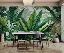 Cargar imagen en el visor de la galería, Rainforest Jungle Wallpaper. Banana Leaf Wall Mural. #6788
