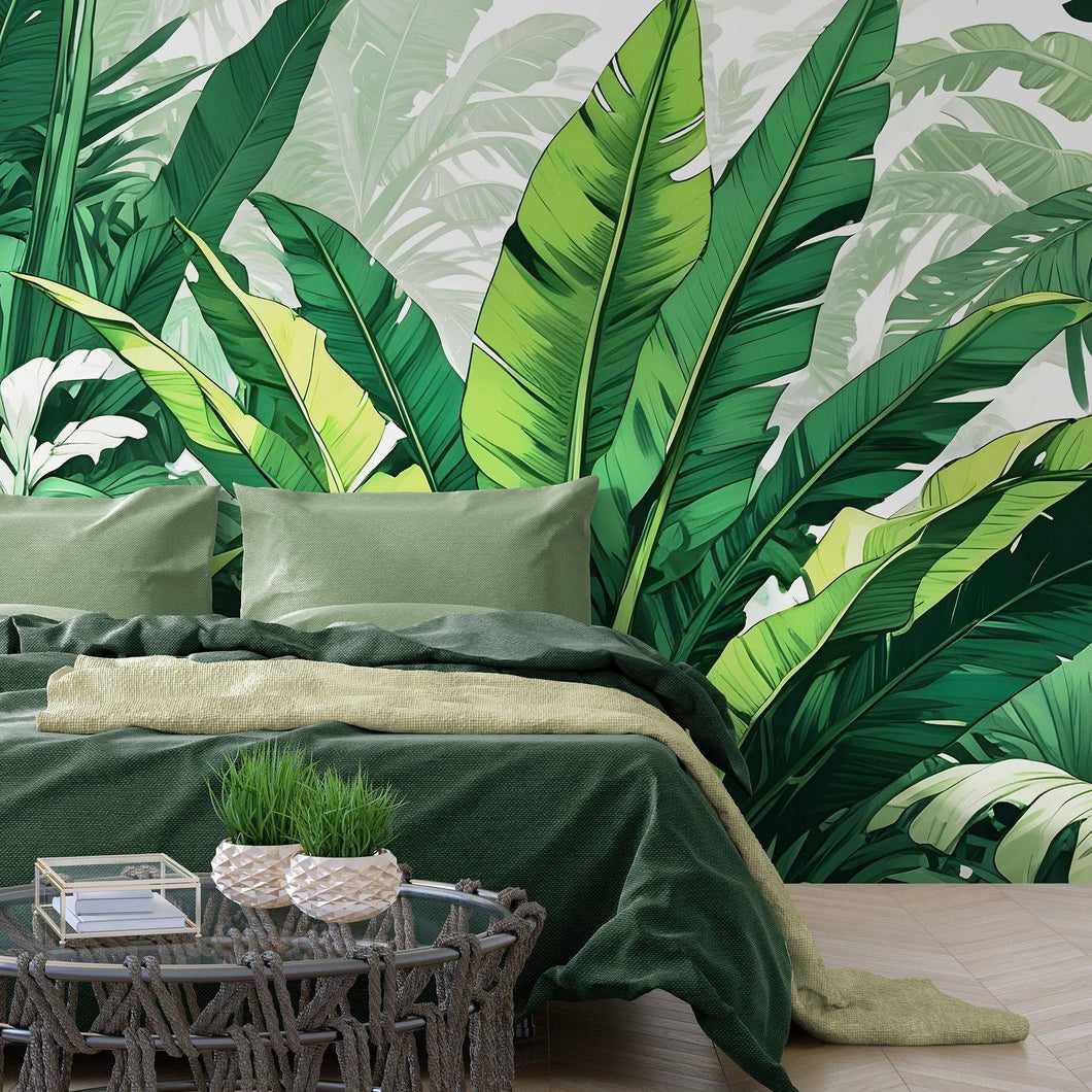 Rainforest Jungle Wallpaper. Banana Leaf Wall Mural. #6788